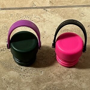 Hydro Flask Pink and Dark Green Bottle Caps